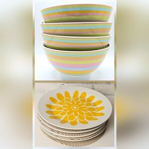 Debbie Travis Porcelain Dessert Dinnerware Set | 4 Plates + 4 Bowls
